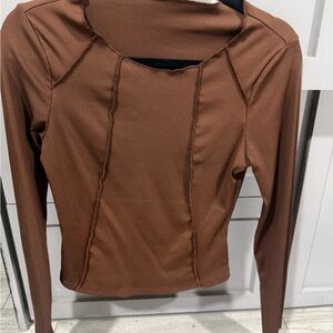 Brown Long Sleeve Women's Top